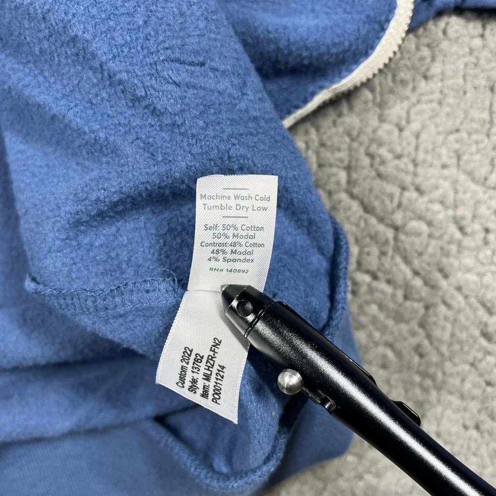 Marine Layer Zip Up Hoodie Mens M MARIN ONE Graphic Blue Casual Soft
